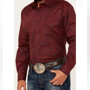 Rough Stock by Panhandle Men's Button Up Shirt Bandana Paisley Long Sleeve New!